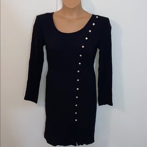 Decked Out Vintage Black Long Sleeve Button Dress